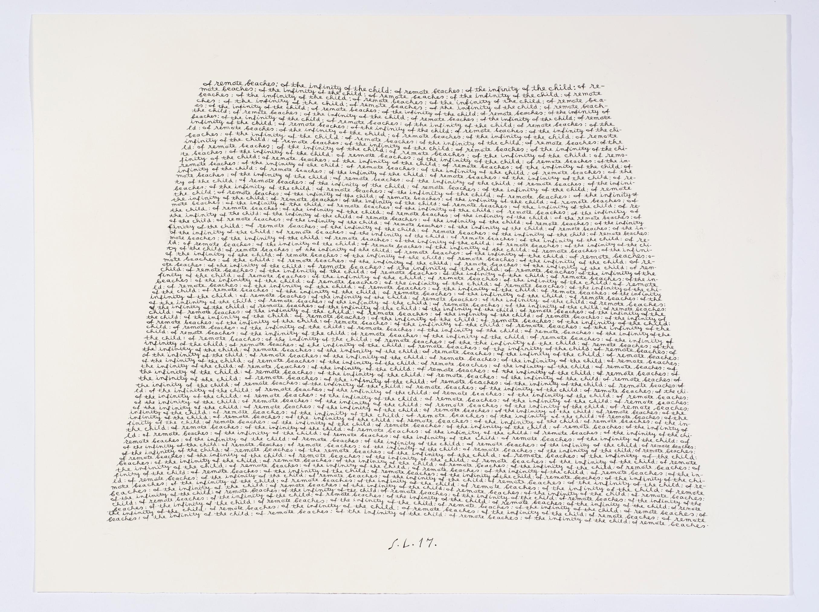 Simon Lewty<br />
Of Remote Beaches - Of the Infinity of the Child, 2017<br />
ink on paper<br />
48.5 x 76.5cm